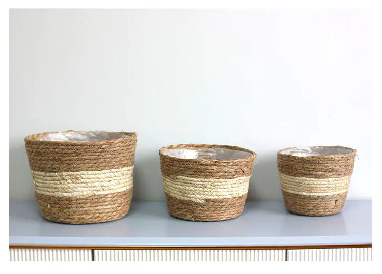 Woven Grass Planter Basket for Home Decor
