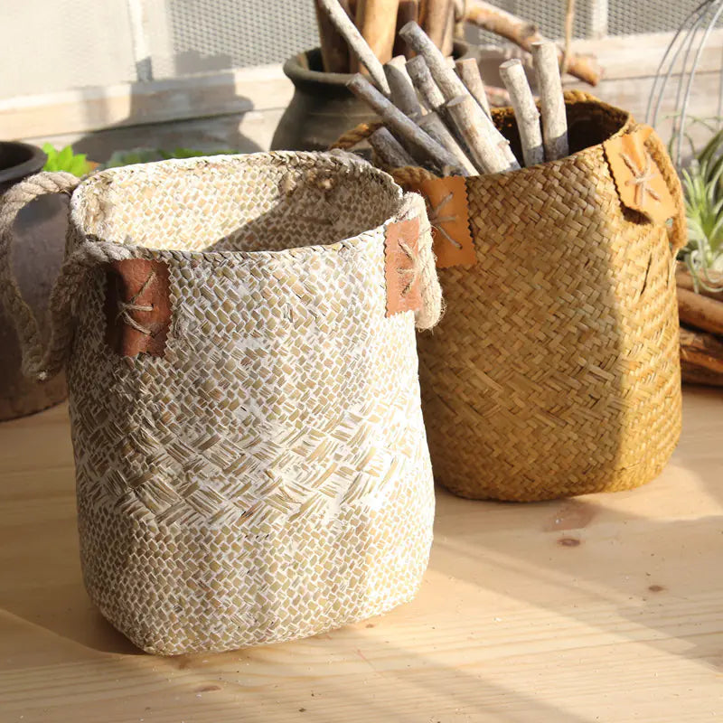 Handwoven Grass Storage Basket for Home Decor