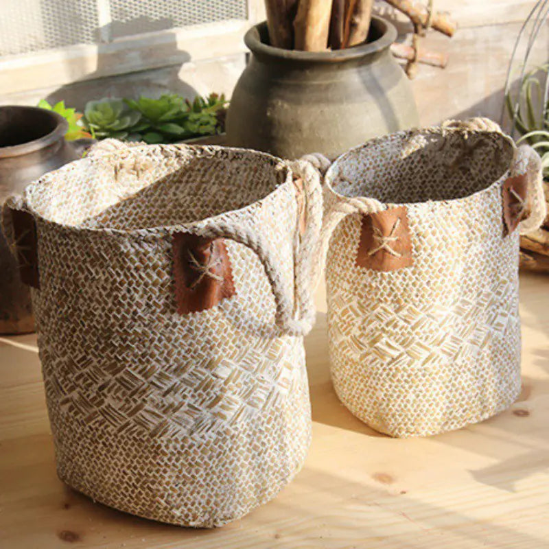 Handwoven Grass Storage Basket for Home Decor