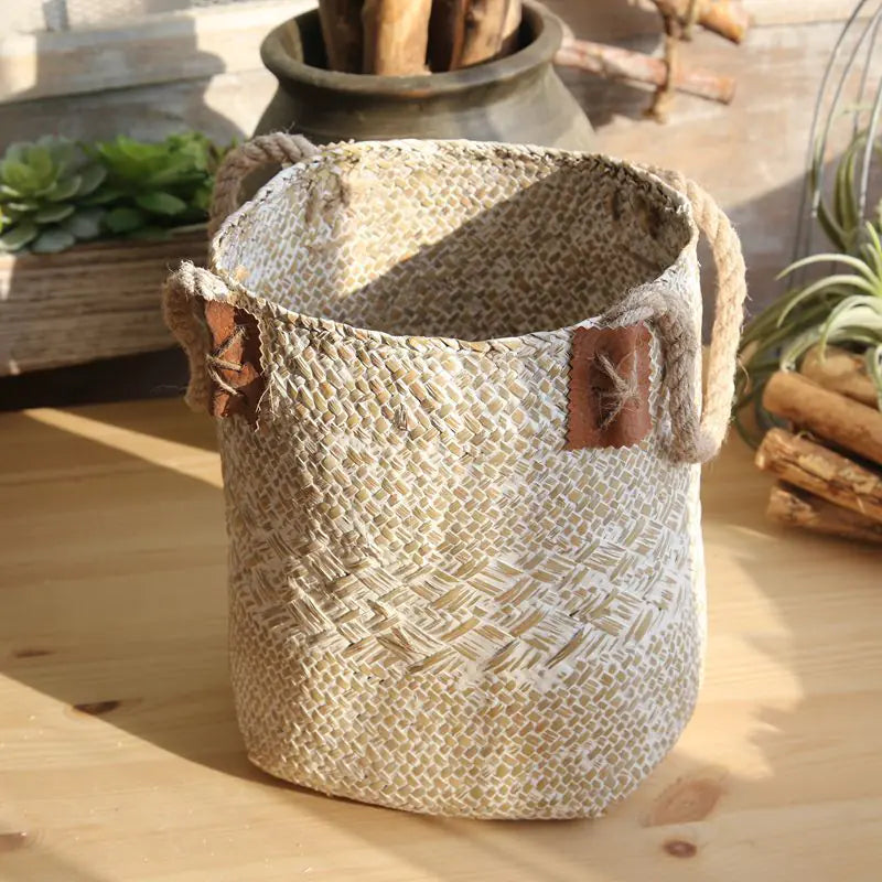 Handwoven Grass Storage Basket for Home Decor
