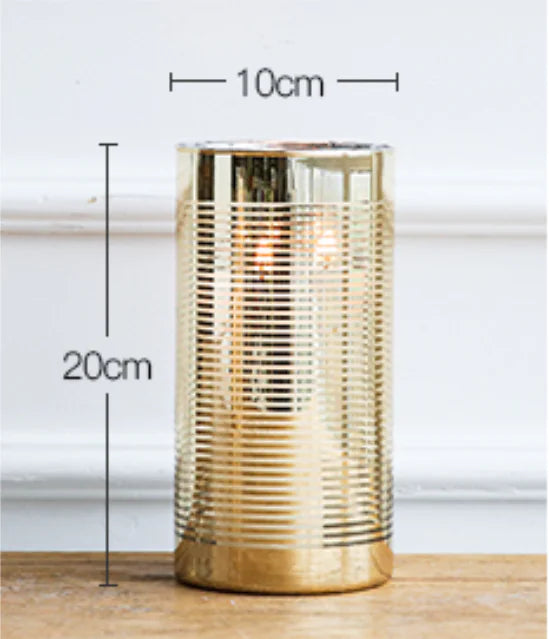 Vintage Gold Windproof Glass Candle Holder Decor