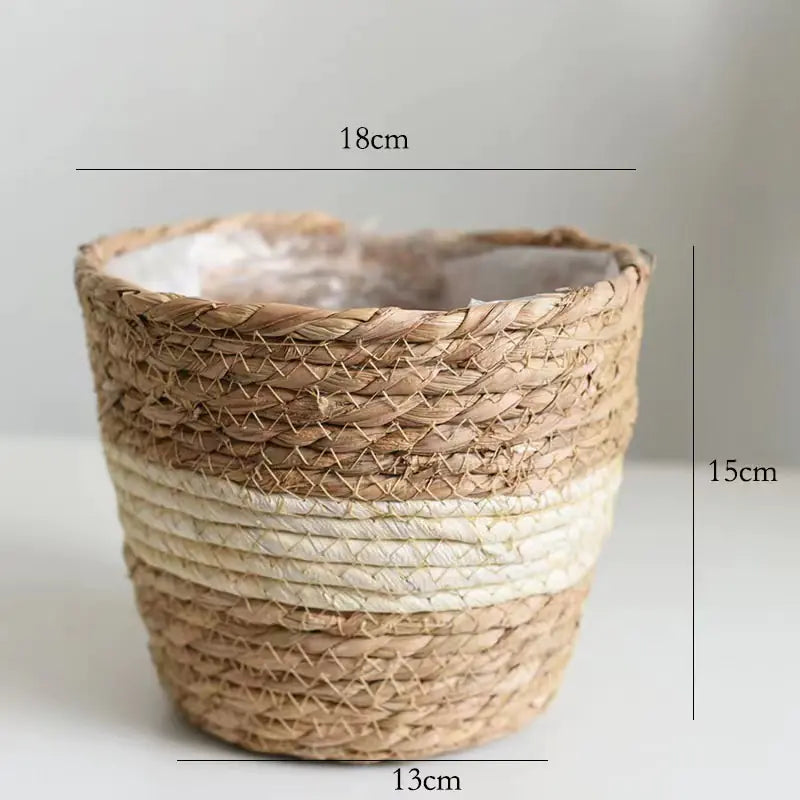 Woven Grass Planter Basket for Home Decor